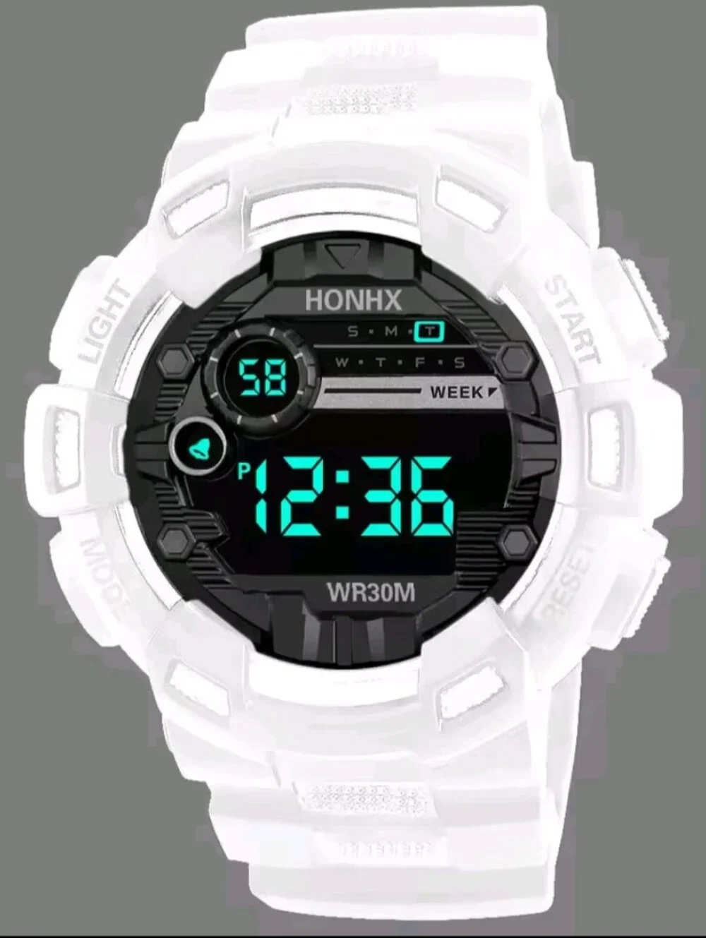 Men's White Military Sports Digital Electronic Wristwatch